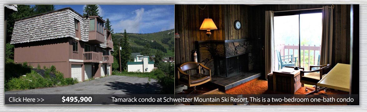 Tamarack condo at Schweitzer Mountain Ski Resort. This is a two-bedroom one-bath condo