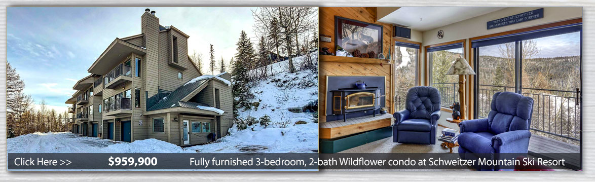 Schweitzer condo has 3 bedrooms with two full baths and is ideally situated minutes from the Schweitzer Village